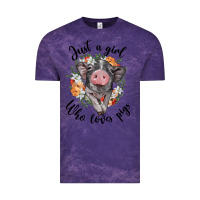 Cloud Purple just a girl who loves pigs floral wreath Vintage Tee - BarkalooDesign