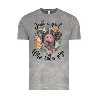 Cloud Rock just a girl who loves pigs floral wreath Vintage Tee - BarkalooDesign