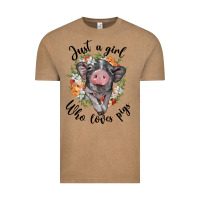 Vintage Coffee just a girl who loves pigs floral wreath Vintage Tee - BarkalooDesign
