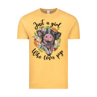 Vintage Mustard just a girl who loves pigs floral wreath Vintage Tee - BarkalooDesign
