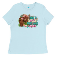 Baby Blue just a girl who loves cows Ladies Tee - MaliasSmallBusiness