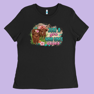Just A Girl Who Loves Cows Ladies Tee Designed By Maliassmallbusiness