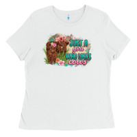 White just a girl who loves cows Ladies Tee - MaliasSmallBusiness