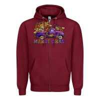 Burgundy mardi gras skull truck Zipper Hoodie - FaDigitalArtStudio
