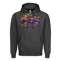 Charcoal Heather mardi gras skull truck Zipper Hoodie - FaDigitalArtStudio