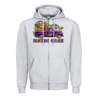 Heather Grey mardi gras skull truck Zipper Hoodie - FaDigitalArtStudio