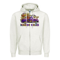 Oatmeal Heather mardi gras skull truck Zipper Hoodie - FaDigitalArtStudio