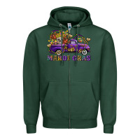 Sports Green mardi gras skull truck Zipper Hoodie - FaDigitalArtStudio