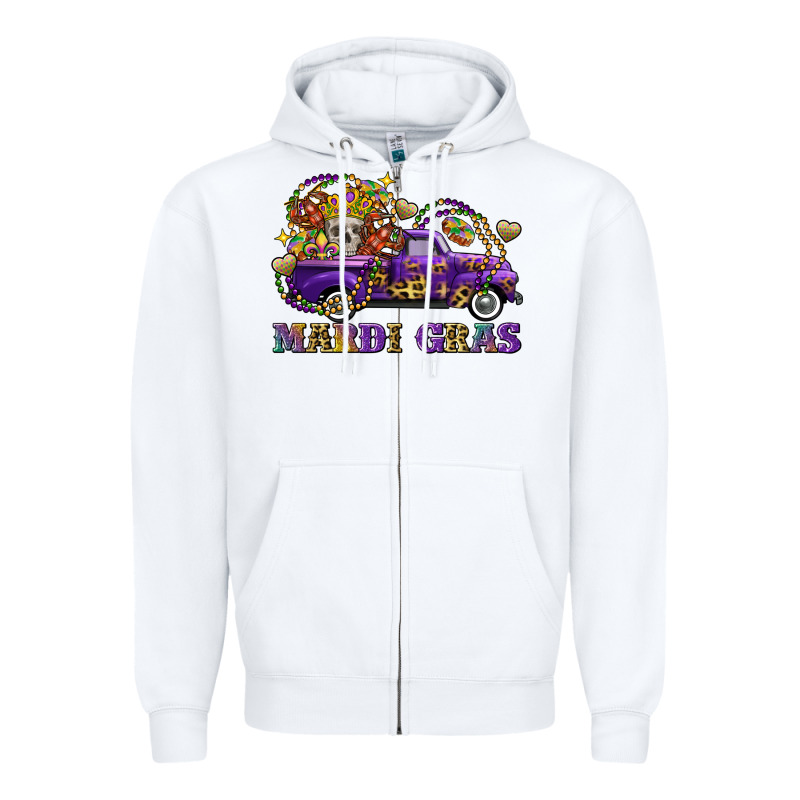 Mardi Gras Skull Truck Zipper Hoodie by FaDigitalArtStudio | Teevron