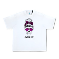 White Purple Glitter, Leopard Patterned Mom Skull Urban Heavy Tee - Bettercallsaul