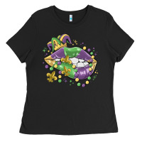 Black mardi gras lips Ladies Tee - MaliasSmallBusiness