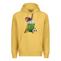 Antique Gold Halloween Spooky Pumpkins Frappe Premium Hoodie - FaDigitalArtStudio