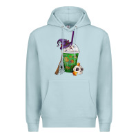 Blue Mist Halloween Spooky Pumpkins Frappe Premium Hoodie - FaDigitalArtStudio