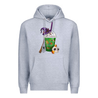 Heather Grey Halloween Spooky Pumpkins Frappe Premium Hoodie - FaDigitalArtStudio