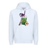 White Halloween Spooky Pumpkins Frappe Premium Hoodie - FaDigitalArtStudio