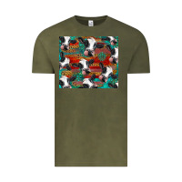 Vintage Olive holstein cows with gemstone Vintage Tee - BarkalooDesign
