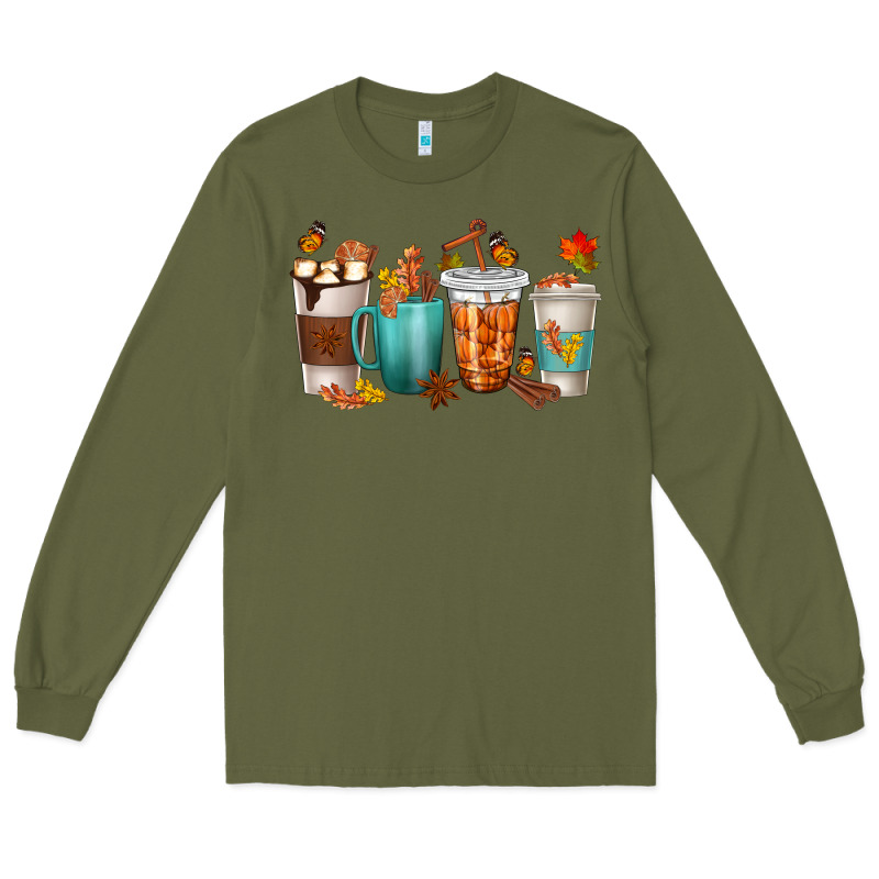 Thankful Coffee Cups Long Sleeve Tee by texasbilliewilder | Teevron