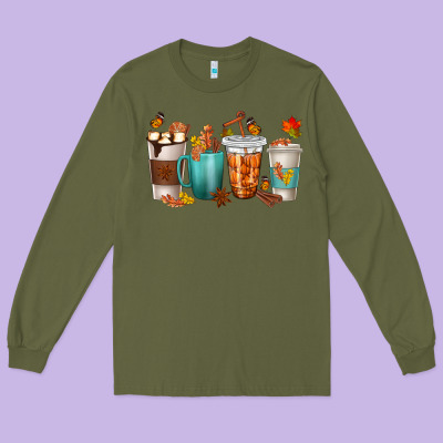 Thankful Coffee Cups Long Sleeve Tee Designed By Texasbilliewilder