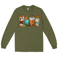 Army Green Thankful Coffee Cups Long Sleeve Tee - texasbilliewilder