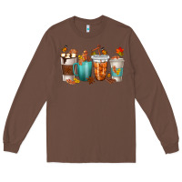 Chestnut Thankful Coffee Cups Long Sleeve Tee - texasbilliewilder