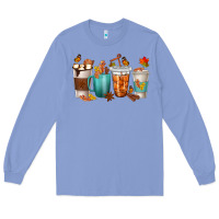 Colony Blue Thankful Coffee Cups Long Sleeve Tee - texasbilliewilder