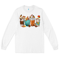 White Thankful Coffee Cups Long Sleeve Tee - texasbilliewilder
