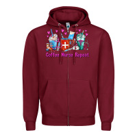Burgundy Coffee Nurse Repeat Nurse Coffee Cups Zipper Hoodie - FaDigitalArtStudio