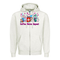 Oatmeal Heather Coffee Nurse Repeat Nurse Coffee Cups Zipper Hoodie - FaDigitalArtStudio