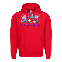 Red Coffee Nurse Repeat Nurse Coffee Cups Zipper Hoodie - FaDigitalArtStudio