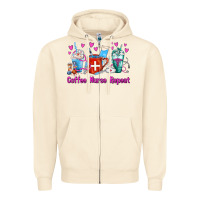 Sandshell Coffee Nurse Repeat Nurse Coffee Cups Zipper Hoodie - FaDigitalArtStudio