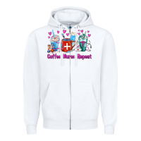 White Coffee Nurse Repeat Nurse Coffee Cups Zipper Hoodie - FaDigitalArtStudio