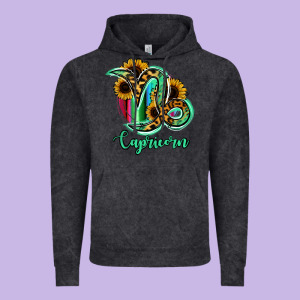 Capricorn Zodiac Sign Sunflower Leopard Serape Vintage Hoodie Designed By Ranaportraitstore