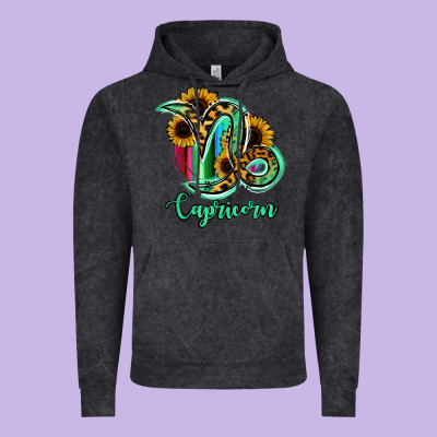 Capricorn Zodiac Sign Sunflower Leopard Serape Vintage Hoodie Designed By Ranaportraitstore