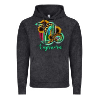 Capricorn Zodiac Sign Sunflower Leopard Serape Vintage Hoodie | Teevron