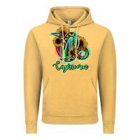 Vintage Mustard Capricorn Zodiac Sign Sunflower Leopard Serape Vintage Hoodie - RanaPortraitStore