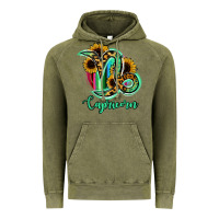 Vintage Olive Capricorn Zodiac Sign Sunflower Leopard Serape Vintage Hoodie - RanaPortraitStore