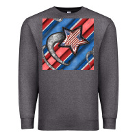 Charcoal Heather stripes & stars seamless pattern Premium Sweatshirt - BundleAndBundleShop