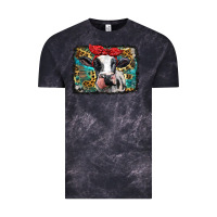 Cloud Black holstein cow with glitter and leopard background Vintage Tee - BarkalooDesign
