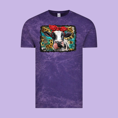 Holstein Cow With Glitter And Leopard Background Vintage Tee Designed By Barkaloodesign