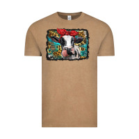 Vintage Coffee holstein cow with glitter and leopard background Vintage Tee - BarkalooDesign