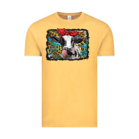 Vintage Mustard holstein cow with glitter and leopard background Vintage Tee - BarkalooDesign
