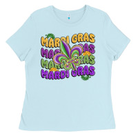 Baby Blue mardi gras with fleur de lis Ladies Tee - MaliasSmallBusiness