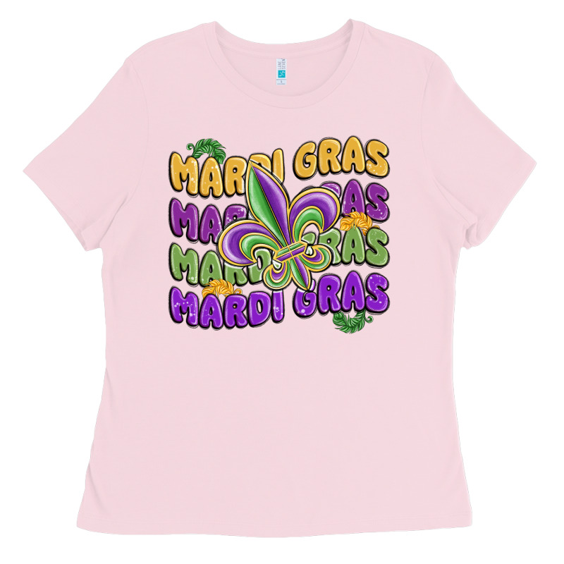 Mardi Gras With Fleur De Lis Ladies Tee by MaliasSmallBusiness | Teevron