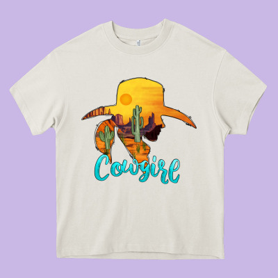 Cowgirl Western Heavy Core Tee Designed By Adodesignshop