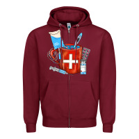 Burgundy Nurse Coffee Mug Zipper Hoodie - FaDigitalArtStudio