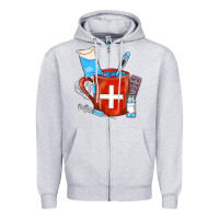 Heather Grey Nurse Coffee Mug Zipper Hoodie - FaDigitalArtStudio