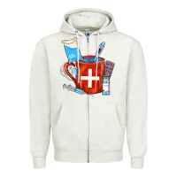 Oatmeal Heather Nurse Coffee Mug Zipper Hoodie - FaDigitalArtStudio