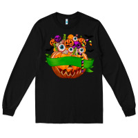 Black Personalized Boy Halloween Candy Long Sleeve Tee - texasbilliewilder