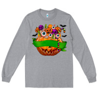 Heather Grey Personalized Boy Halloween Candy Long Sleeve Tee - texasbilliewilder