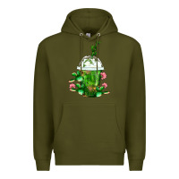Army Green Western Cactus Cold Frappe Premium Hoodie - FaDigitalArtStudio